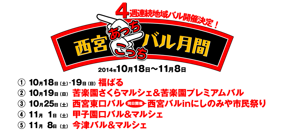 4週連続地域バル　西宮あっちこっちバル　2014年10月18日～11月8日